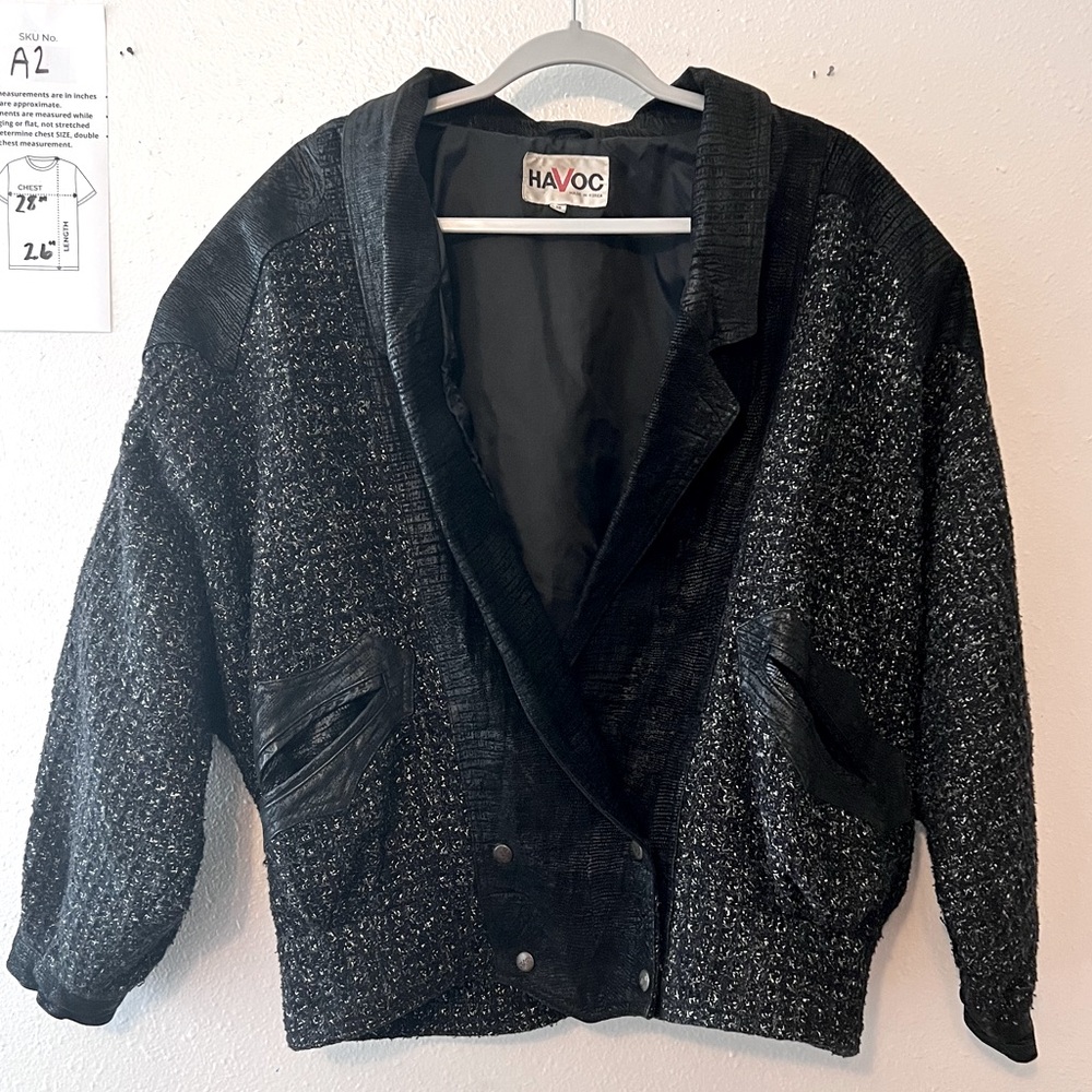 Vintage tweed and leather jacket